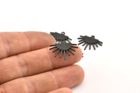 Sun Ethnic Pendant, 4 Oxidized Black Brass Sun Ethnic Pendants With 1 Loop, Findings, Charms (20x17x1.50mm) E459 S1056