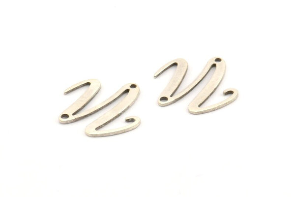 Silver Irregular Charm, 12 Antique Silver Plated Brass Irregular Connectors With 2 Holes, Findings (18x0.80mm) D1031 H1126