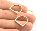 D Shape Rings, 6 Raw Brass D Shape Connectors, Rings (19x20x2mm) BS 1889