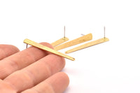Brass Stick Earring, 8 Raw Brass Textured Stick Stud Earrings With 1 Hole (43x6x0.80mm) D0795 A1275