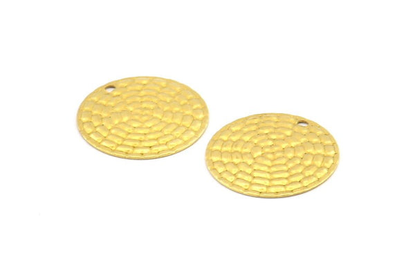 Brass Round Charm, 25 Textured Raw Brass Round Charms With 1 Hole, Earrings, Findings (20x0.80mm) A1199