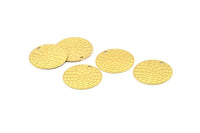 Brass Round Charm, 25 Textured Raw Brass Round Charms With 1 Hole, Earrings, Findings (20x0.80mm) A1199