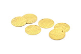 Brass Round Charm, 25 Textured Raw Brass Round Charms With 1 Hole, Earrings, Findings (20x0.80mm) A1199