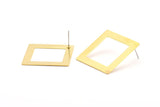 Brass Square Earring, 4 Raw Brass Square Stud Earrings (32x5x0.80mm) E643 A1289