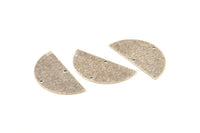 Silver Half Moon, 4 Antique Silver Plated Brass Textured Semi Circle Blanks With 2 Holes, Charms, Pendants (36x18x0.60mm) D0665 H1014