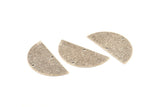 Silver Half Moon, 4 Antique Silver Plated Brass Textured Semi Circle Blanks With 2 Holes, Charms, Pendants (36x18x0.60mm) D0665 H1014