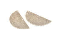 Semi Circle Charm, 2 Antique Silver Plated Brass Textured Half Moon Blanks With 1 Hole, Earrings, Pendants (50x24x0.80mm) D897 H1020