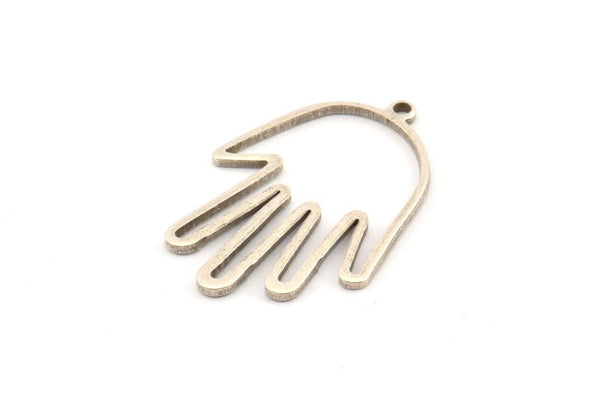 Silver Hand Charm, 12 Antique Silver Plated Brass Hand Charms With 1 Loop, Earrings, Findings (28x19x1mm) D1084 H1033