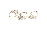Silver Hand Charm, 12 Antique Silver Plated Brass Hand Charms With 1 Loop, Earrings, Findings (28x19x1mm) D1084 H1033