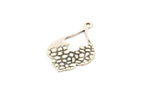 Silver Drop Charm, 8 Antique Silver Plated Brass Drop Charms With 1 Loop, Findings, Earrings, Pendants (36x21x0.70mm) D1247 H1150