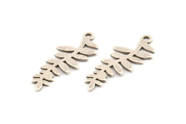 Gümüş Yaprak Tılsımı, 1 Döngülü 12 Antik Gümüş Kaplama Pirinç Yaprak Tılsımı, Kolye Uçları, Bulgular (28x11x0,80 mm) D1232 H1024