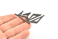 Black Triangle Charm, 10 Oxidized Black Brass Triangle Charms With 1 Loop, Charms, Earrings (38x12x0.80mm) D1127