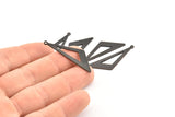 Black Triangle Charm, 10 Oxidized Black Brass Triangle Charms With 1 Loop, Charms, Earrings (38x12x0.80mm) D1127