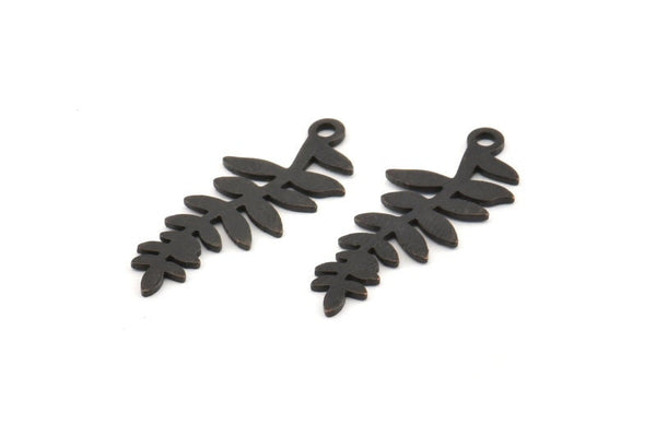 Black Leaf Charm, 12 Oxidized Brass Leaf Charms With 1 Loop, Pendants, Findings (28x11x0.80mm) D1232 S1190