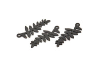 Siyah Yaprak Tılsımı, 1 Döngülü 12 Oksitlenmiş Pirinç Yaprak Tılsımı, Kolye Uçları, Bulgular (28x11x0,80 mm) D1232 S1190