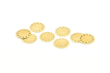 Brass Round Charm, 50 Raw Brass Round Charms With 12 Holes, Findings (16x0.50mm) A1296