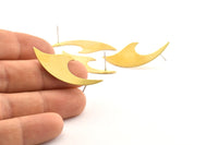 Brass Wave Earring, 8 Raw Brass Wave Stud Earrings (39x15x0.60mm) D1145 A1236