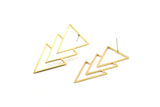 Brass Triangle Earring, 4 Raw Brass Triangle Stud Earrings (46x21x1mm) E034 A1216