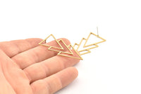 Brass Triangle Earring, 4 Raw Brass Triangle Stud Earrings (46x21x1mm) E034 A1216