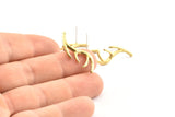 Brass Buckhorn Earring, 4 Raw Brass Buckhorn Stud Earrings (30mm) N0420 A1218