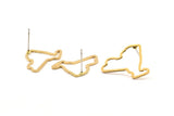 Brass New York Earring, 12 Raw Brass New York State Stud Earrings (16.5x21.5x1mm) E057 A1211