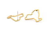 Brass New York Earring, 12 Raw Brass New York State Stud Earrings (16.5x21.5x1mm) E057 A1211