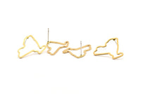 Brass New York Earring, 12 Raw Brass New York State Stud Earrings (16.5x21.5x1mm) E057 A1211