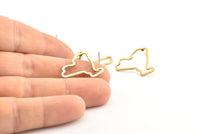 Brass New York Earring, 12 Raw Brass New York State Stud Earrings (16.5x21.5x1mm) E057 A1211