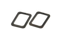 Black Rectangle Charm, 6 Oxidized Black Brass Rectangle Charms With 1 Hole Earrings, Findings (30x21x1mm) D1157 S1065
