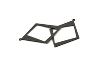 Black Diamond Charm, 6 Oxidized Black Brass Rhombus Charms With 1 Loop, Pendants, Earrings, Findings (42x30x0.80mm) D1050 S1064