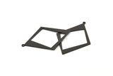 Black Diamond Charm, 6 Oxidized Black Brass Rhombus Charms With 1 Loop, Pendants, Earrings, Findings (42x30x0.80mm) D1050 S1064