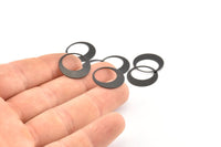 Black Round Charm, 24 Black Black Brass Hoop Charms, Earrings, Findings (17.5x0.60mm) D1170 S1043
