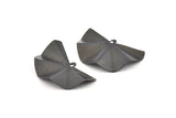 Black Fan Charm, 6 Oxidized Black Brass Fan Shape Charm Earrings With 1 Loop, Pendants, Findings (38x23x0.50mm) D1175 S724