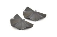 Black Fan Charm, 6 Oxidized Black Brass Fan Shape Charm Earrings With 1 Loop, Pendants, Findings (38x23x0.50mm) D1175 S724