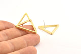 Brass Triangle Earrings, 6 Raw Brass Triangle Stud Earrings (27x2mm) D0014 A1310