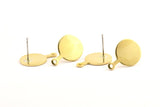 Brass Round Earring, 8 Raw Brass Round Stamping Blanks With 1 Loop, Stud Earrings (20x14x1mm) D0754 A1304