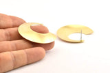 Brass Moon Earring, 4 Raw Brass Crescent Moon Stud Earrings (40x37x0.50mm) D880 A1303