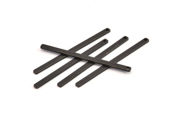 Black Necklace Bar, 12 Oxidized Black Brass Stick Neckalce Bars With 1 Hole, Findings, Earrings (47x2.5x1.2mm) D1155 S1077