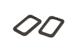 Black Rectangle Charm, 8 Oxidized Black Brass Rectangle Charms With 1 Hole, Earrings, Findings (25x15x1mm) D1156 S1074