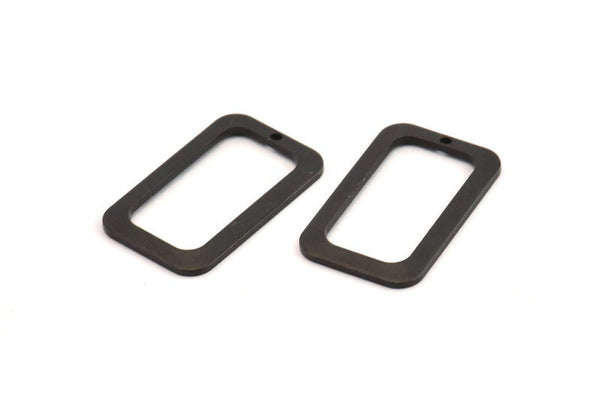 Black Rectangle Charm, 8 Oxidized Black Brass Rectangle Charms With 1 Hole, Earrings, Findings (25x15x1mm) D1156 S1074