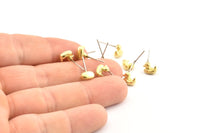 Brass Duck Earring, 6 Raw Brass Duck Stud Earrngs, Findings (8mm) N0895 A1239