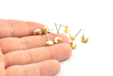 Brass Duck Earring, 6 Raw Brass Duck Stud Earrngs, Findings (8mm) N0895 A1239