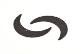 Black Moon Charm, 4 Hammered Oxidized Black Brass Horn Charms With 2 Holes, Findings, Connectors (42x10x0.80mm) D1088 S1070