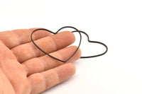 Black Heart Charm, 8 Oxidized Black Brass Heart Connectors, Earrings, Findings (42x50x1mm) D1281 S1068