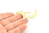 Brass Moon Earring, 8 Raw Brass Crescent Moon Stud Earrings (28x8x0.65mm) D949 A1220