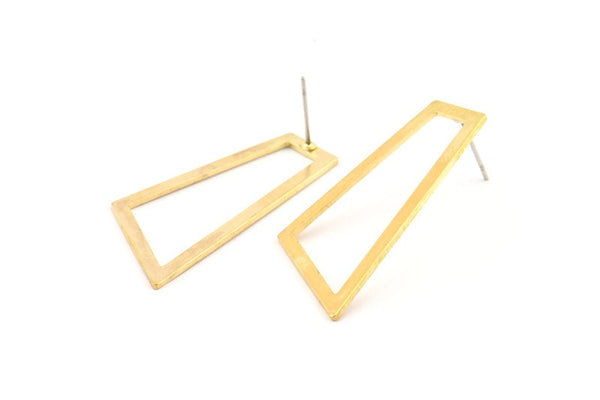 Brass Trapezoid Earring, 6 Raw Brass Trapezoid Stud Earrings (40x19x1mm) D1020 A1247