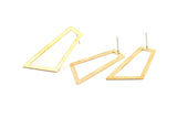 Brass Trapezoid Earring, 6 Raw Brass Trapezoid Stud Earrings (40x19x1mm) D1020 A1247