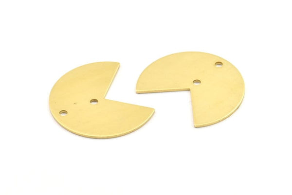 Brass Pizza Slice, 10 Raw Brass Three Quarters Stamping Blank Charms With 2 Holes, Pendants, Findings (21x25x0.80mm) A0231