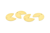 Brass Pizza Slice, 10 Raw Brass Three Quarters Stamping Blank Charms With 2 Holes, Pendants, Findings (21x25x0.80mm) A0231