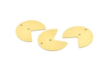 Brass Pizza Slice, 10 Raw Brass Three Quarters Stamping Blank Charms With 2 Holes, Pendants, Findings (21x25x0.80mm) A0231